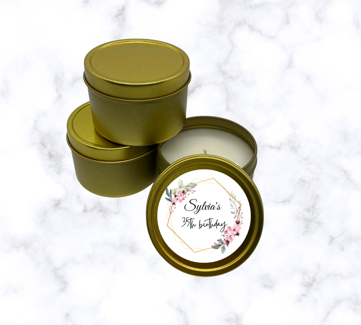 Customizable 4 oz Tin Candle Favors (10)